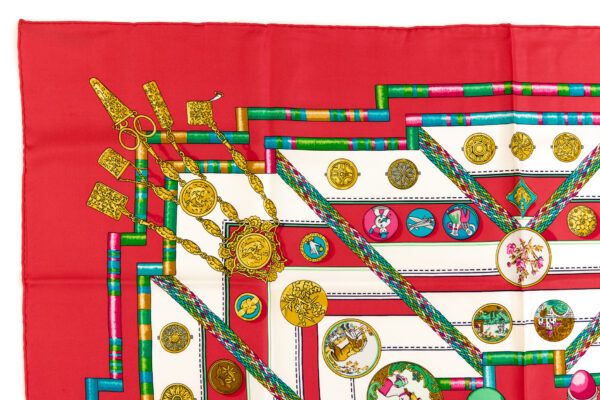 Hermes Silk Scarf Carre 90 "Petite Main" Red Silk Scarf - Image 2