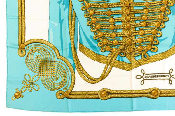 Hermes Silk Scarf Carre 90 "Brandebourgs" Blue Silk Scarf - Image 5
