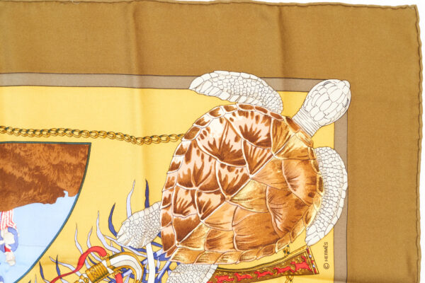 Hermes Scarf 90 "Chasses Exotiques" Brown 100% Silk Scarf 35" - Image 3