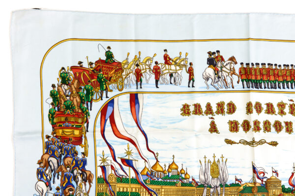 Hermes Silk Scarf Carre 90 "GRAND CORTEGE A MOSCOU" Blue Silk Scarf - Image 2