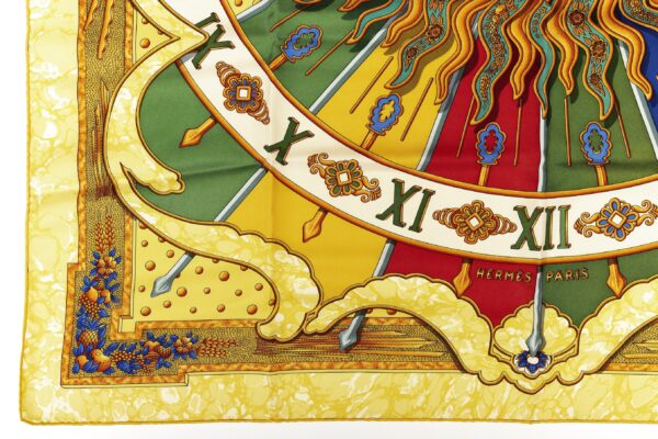 Mint! Hermes Carre 90 Scarf "CARPE DIEM" Yellow Silk Scarf - Image 5