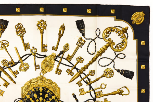 Hermes Silk Scarf Carre 90 "LES CLES" Black Silk Scarf - Image 3
