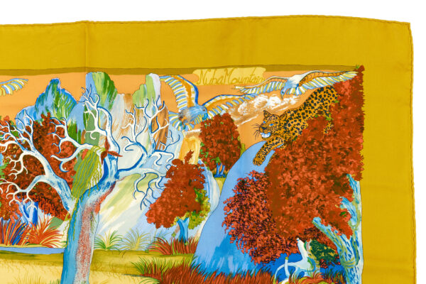 Hermes Silk Scarf Carre 90 "Nuba Mountain" Yellow Silk Scarf - Image 3