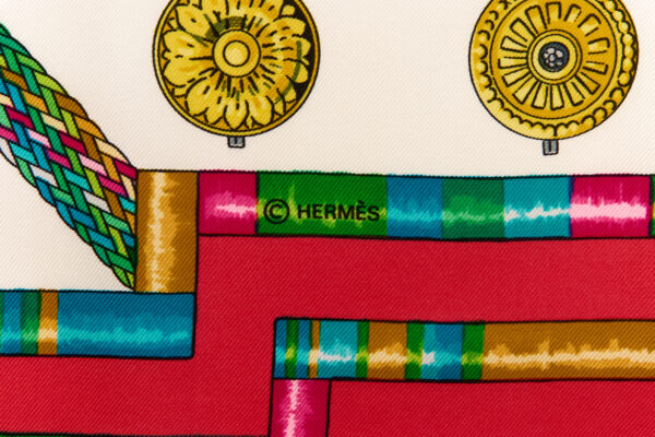Hermes Silk Scarf Carre 90 "Petite Main" Red Silk Scarf - Image 7