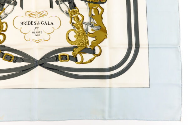 Hermes Silk Scarf Carre 45 "BRIDES de GALA" Blue Silk Scarf - Image 6