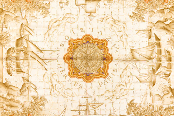 Hermes Silk Scarf Carre 90 "AZVLEJOS" Orange Beige Silk Scarf - Image 4