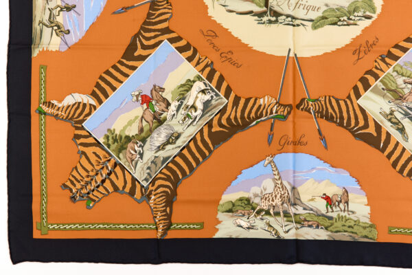 Hermes Silk Scarf Carre 90 "La Chasse en Afrique" Orange Silk Scarf - Image 5
