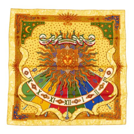 Hermes Silk Scarf Carre 90 "CARPE DIEM" Blue Silk Scarf