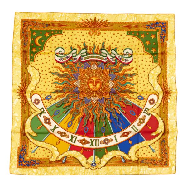 Hermes Silk Scarf Carre 90 "CARPE DIEM" Blue Silk Scarf