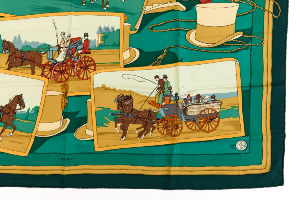 Hermes Silk Scarf Carre 90 Mail Green Silk Scarf - Image 6