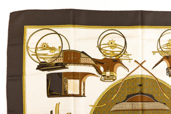 Hermes Silk Scarf Carre 90 "Les Voitures a Transformation" Black Silk Scarf - Image 2