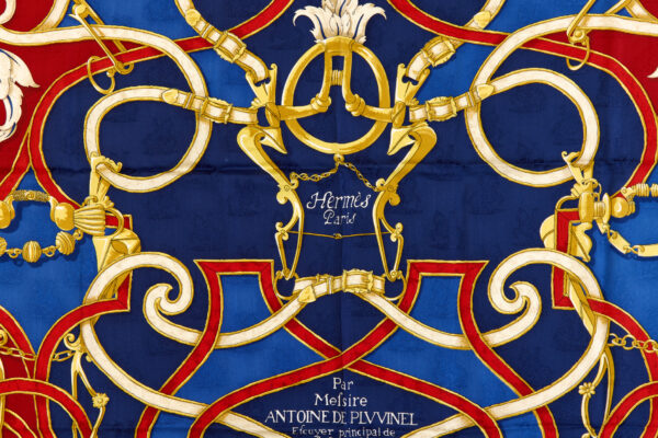 Hermes Silk Scarf Carre 90 "L'INSTRUCTION DU ROY" Blue Silk Scarf - Image 4