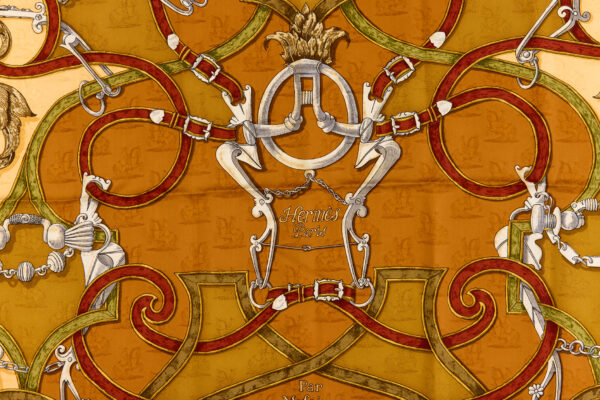 Hermes Silk Scarf Carre 90 "L'INSTRUCTION DU ROY" Brown Silk Scarf - Image 4
