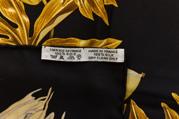 Hermes Silk Scarf Carre 90 "PASSIFLORES" Black Silk Scarf - Image 8