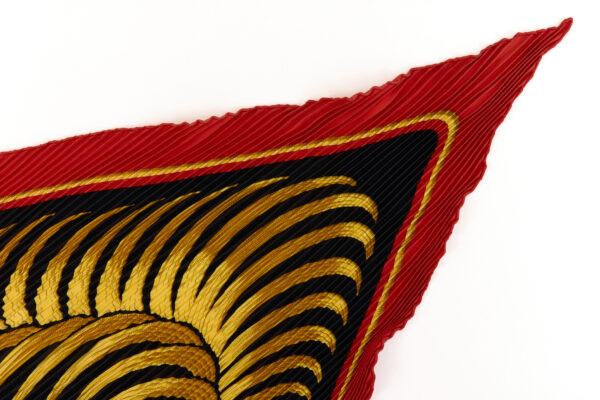 Hermes Silk Scarf Carre 90 "Tiger Royal" Red Silk Pleats Scarf - Image 3