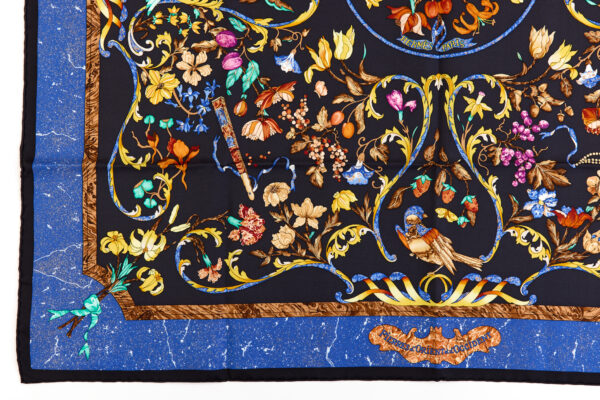 Hermes Silk Scarf Carre 90 "Pierres d'Orient et d'Occident" Blue Silk Scarf - Image 5