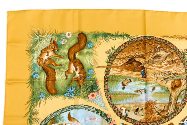 Hermes Silk Scarf Carre 90 "Les Quatre Saisons" Yellow Silk Scarf - Image 2
