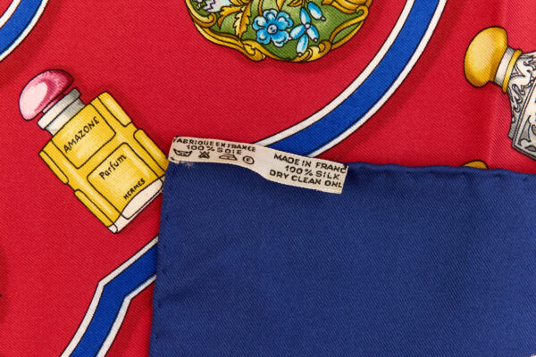 Hermes Silk Scarf Carre 90 "Qu'Importe Le Flacon" Blue Silk Scarf - Image 8