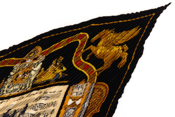 Hermes Silk Scarf Carre 90 "Salzburg" Black Silk Pleats Scarf - Image 3