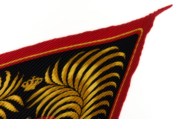 Hermes Silk Scarf Carre 90 "Tiger Royal" Red Silk Pleats Scarf - Image 3