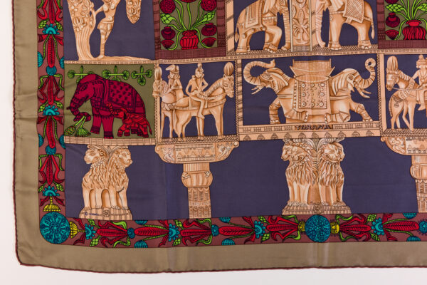 Hermes Silk Scarf Carre 45 "TORANA" Brown Silk Scarf - Image 5