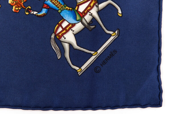 Hermes Silk Scarf Carre 90 "LES ARTIFICIERS" Blue Silk Scarf - Image 7