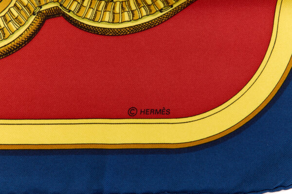 Hermes Silk Scarf Carre 90 "GRAND APPARAT" Blue Silk Scarf - Image 7