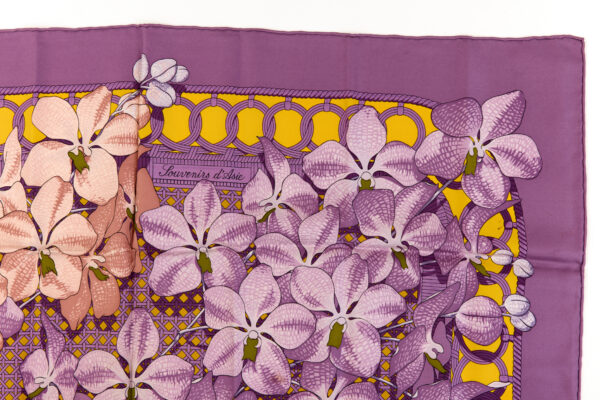 Hermes Silk Scarf Carre 90 "Souvenirs d'Asie" Purple Silk Scarf - Image 3