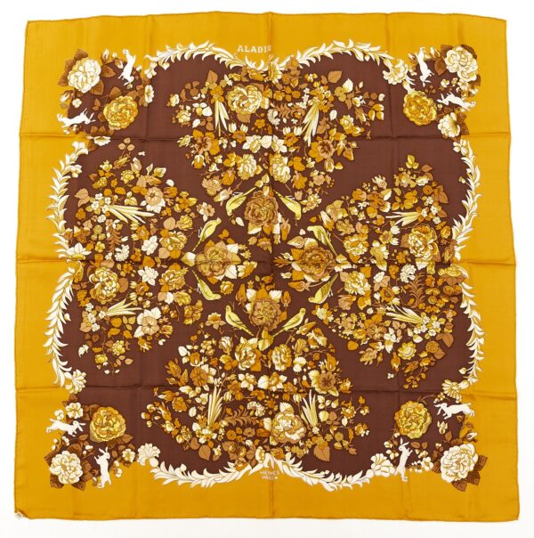 Hermes Silk Scarf Carre 90 "ALADIN" Yellow Silk Scarf