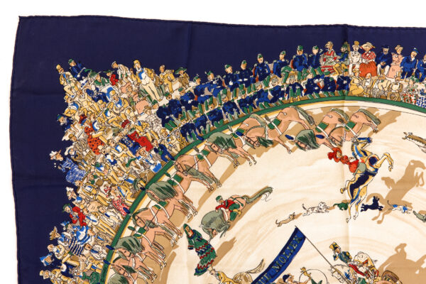 Hermes Silk Scarf Carre 90 "CIRQUE MOLIER" Blue Silk Scarf - Image 2