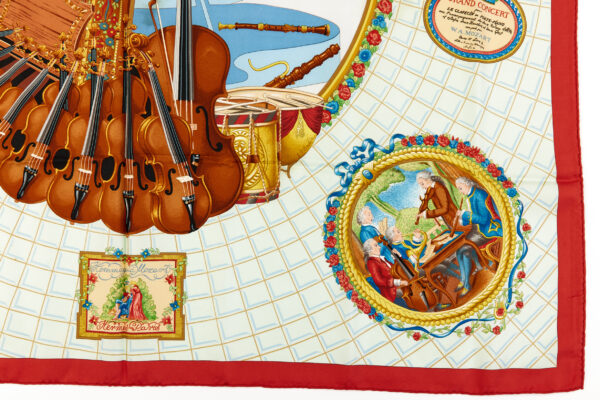 Hermes Silk Scarf Carre 90 "Wolfgang Amadeus Mozart" Red Silk Scarf - Image 6