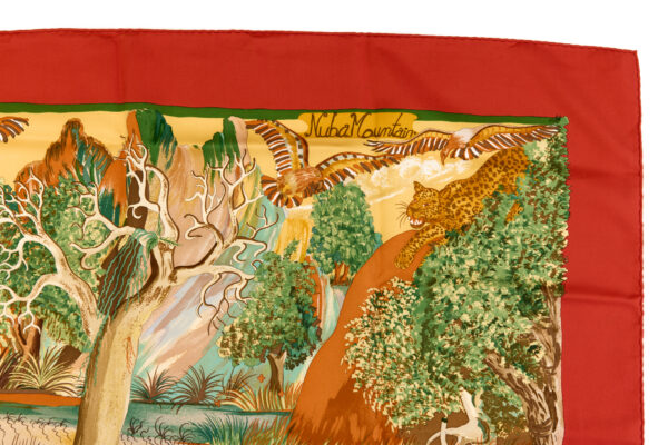 Hermes Silk Scarf Carre 90 "Nuba Mountain" Red Silk Scarf - Image 3