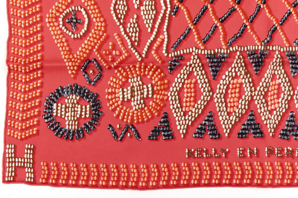 Hermes Silk Scarf Carre 70 "Kelly en Perles" Pink Silk Scarf - Image 5