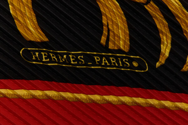 Hermes Silk Scarf Carre 90 "Tiger Royal" Red Silk Pleats Scarf - Image 7