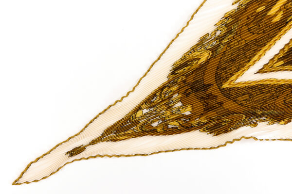 Hermes Silk Scarf Carre 90 "ANIMAUX SOLAIRES" White Silk Pleats Scarf - Image 5