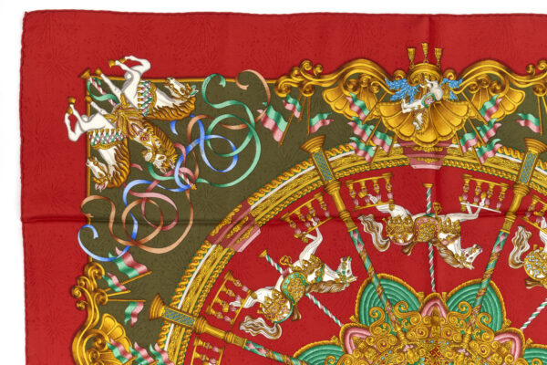 Hermes Scarf 90 "LUNA PARK" Red 100% Silk Scarf 35" - Image 2