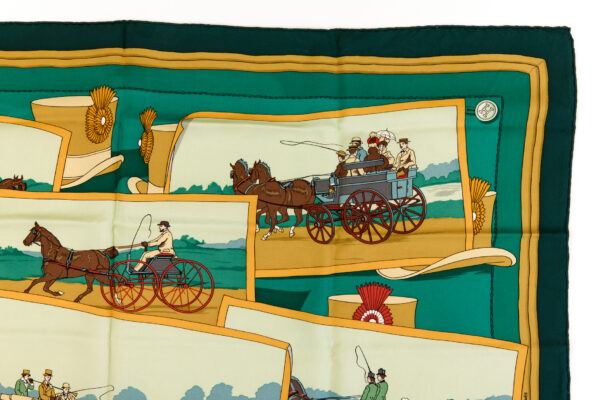 Hermes Silk Scarf Carre 90 Mail Green Silk Scarf - Image 3