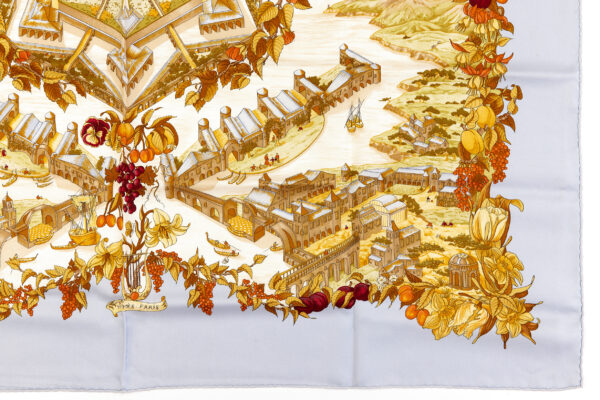 Hermes Silk Scarf Carre 90 "AU PAYS DE COCAGNE" Blue Silk Scarf - Image 6