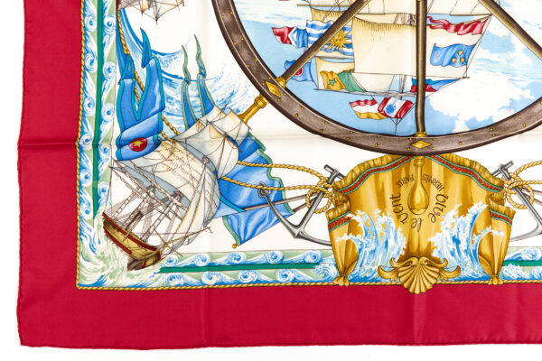 Hermes Silk Scarf Carre 90 "Vive le Vent" Red Silk Scarf - Image 5