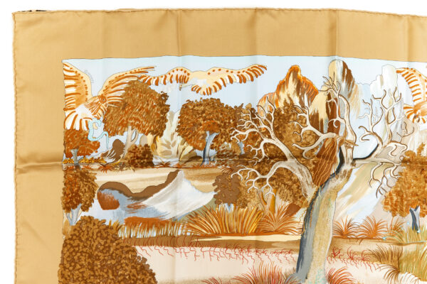 Hermes Scarf Carre 90 "Nuba Mountain" Brown Beige Silk Scarf - Image 2