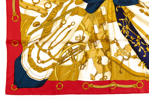 Hermes Silk Scarf Carre 90 "Soleil de Soie" Red Silk Scarf - Image 5