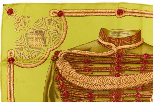 Hermes Silk Scarf Carre 70 "Brandebourgs" Green Silk Scarf - Image 2