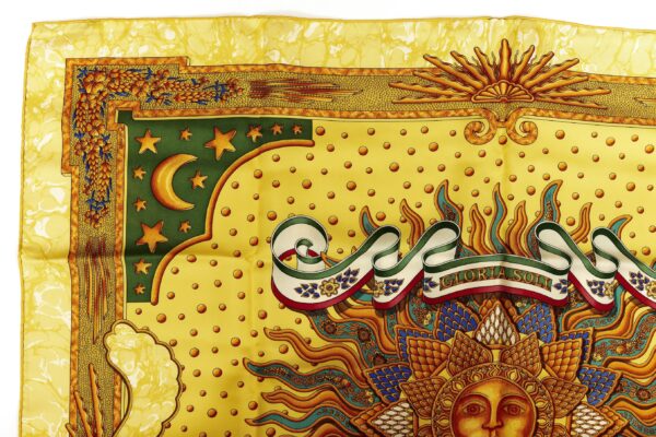 Mint! Hermes Carre 90 Scarf "CARPE DIEM" Yellow Silk Scarf - Image 2