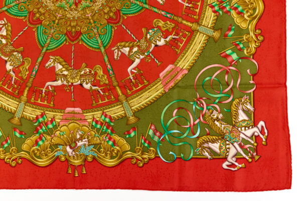 Hermes Silk Scarf Carre 90 "LUNA PARK" Red Silk Scarf - Image 6