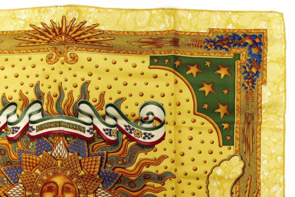 Mint! Hermes Carre 90 Scarf "CARPE DIEM" Yellow Silk Scarf - Image 3