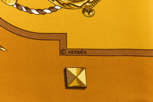 Hermes Silk Scarf Carre 90 "LES CLES" Yellow Silk Scarf - Image 7