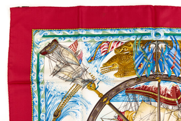 Hermes Silk Scarf Carre 90 "Vive le Vent" Red Silk Scarf - Image 2