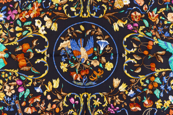 Hermes Silk Scarf Carre 90 "Pierres d'Orient et d'Occident" Blue Silk Scarf - Image 4