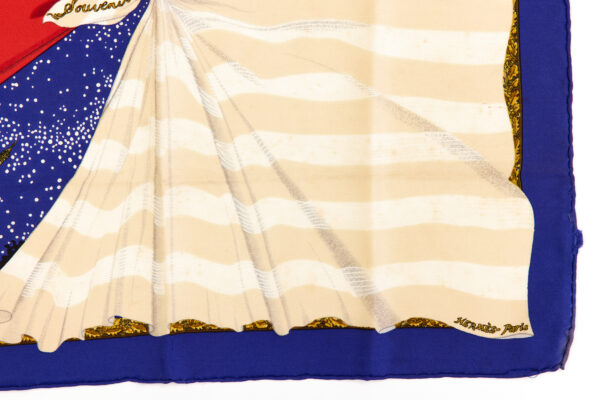 Hermes Silk Scarf Carre 90 "Souvenirs de Paris" Blue Silk Scarf - Image 6