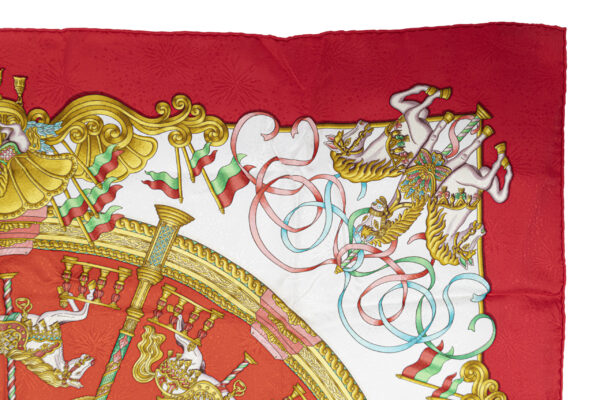 Hermes Scarf 90 "Luna Park" Red 100% Silk Scarf 35" - Image 3